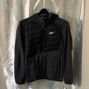 Reebok Men’s Charcoal Grey Hooded Jacket Zip up Outerwear